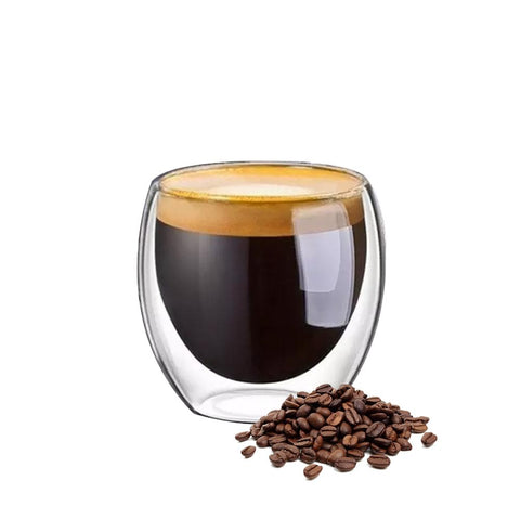 Double-walled borosilicate glass coffee cup
