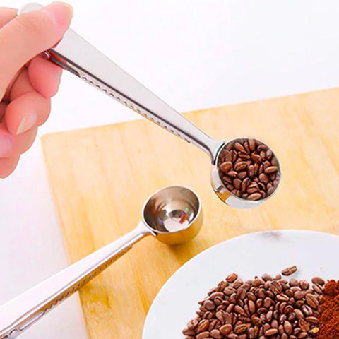 Coffee dosing spoon with closing clip x1 / x2 / x4