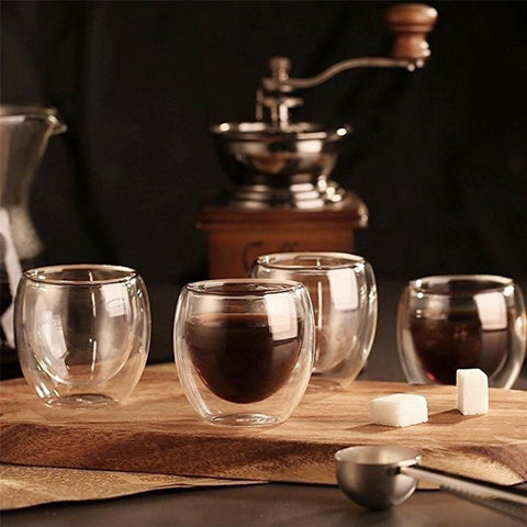 Double-walled borosilicate glass coffee cup