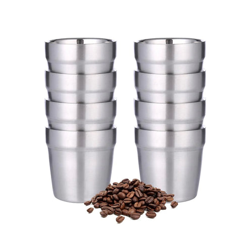 Tazas de café de acero inoxidable de doble pared de 175 y 260 ml